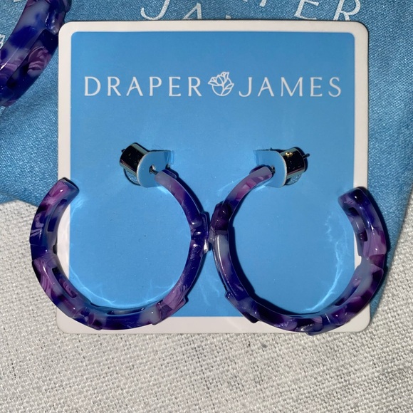 NWT Draper James Chainlink Bracelet & Hoop Earrings matching set purple tortoise - Picture 11 of 12